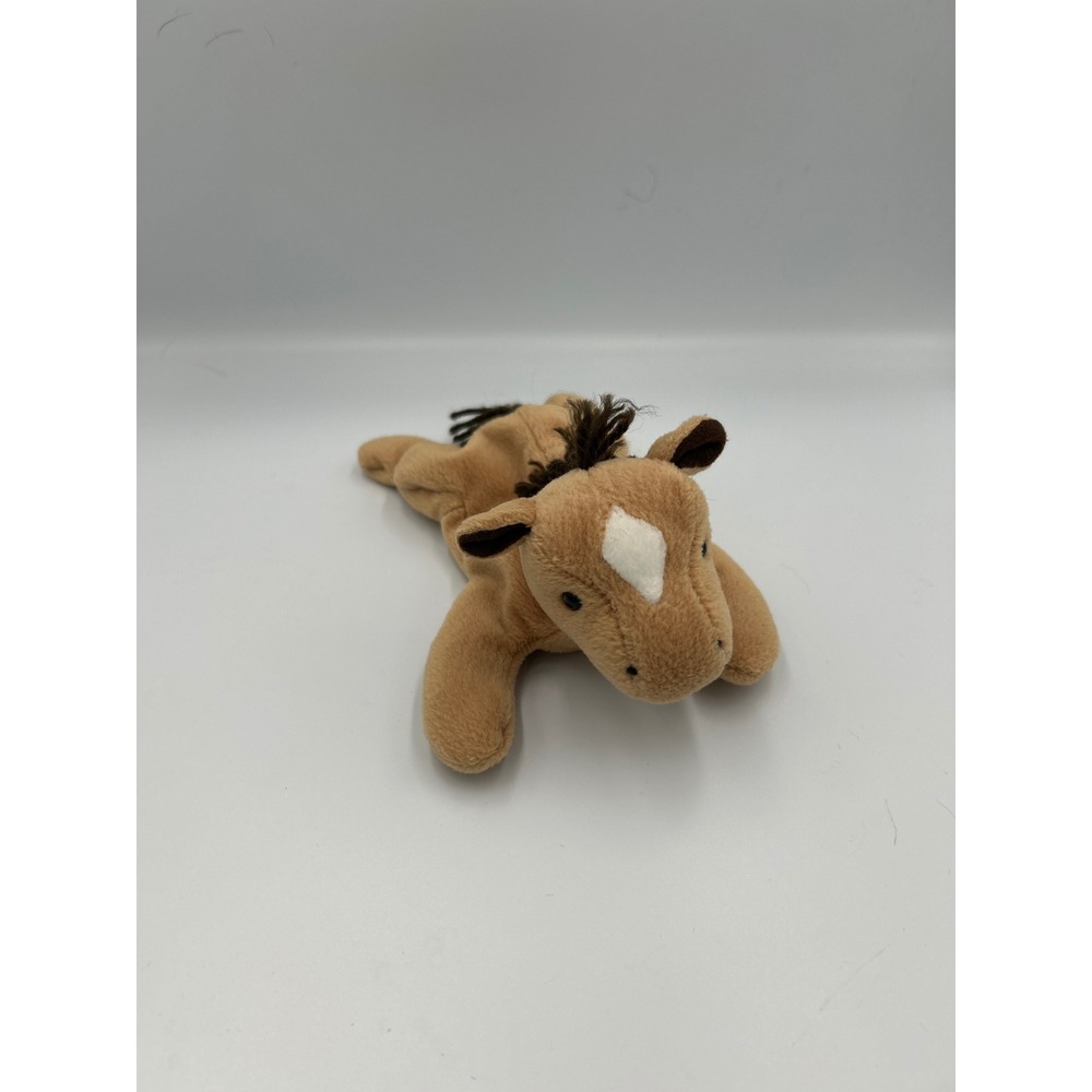 Ty Beanie Babies Derby the Horse 1995 Tan Plush Yarn Mane Tail P.E. Pellets